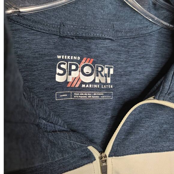 Marine Layer Weekend Sport navy blue 1/4 zip pullover - large - Picture 3 of 3